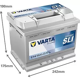 Акумулатор VARTA DYNAMIC SLI C14 56AH 480A R+ Акумулатор VARTA DYNAMIC SLI C14 56AH 480A R+